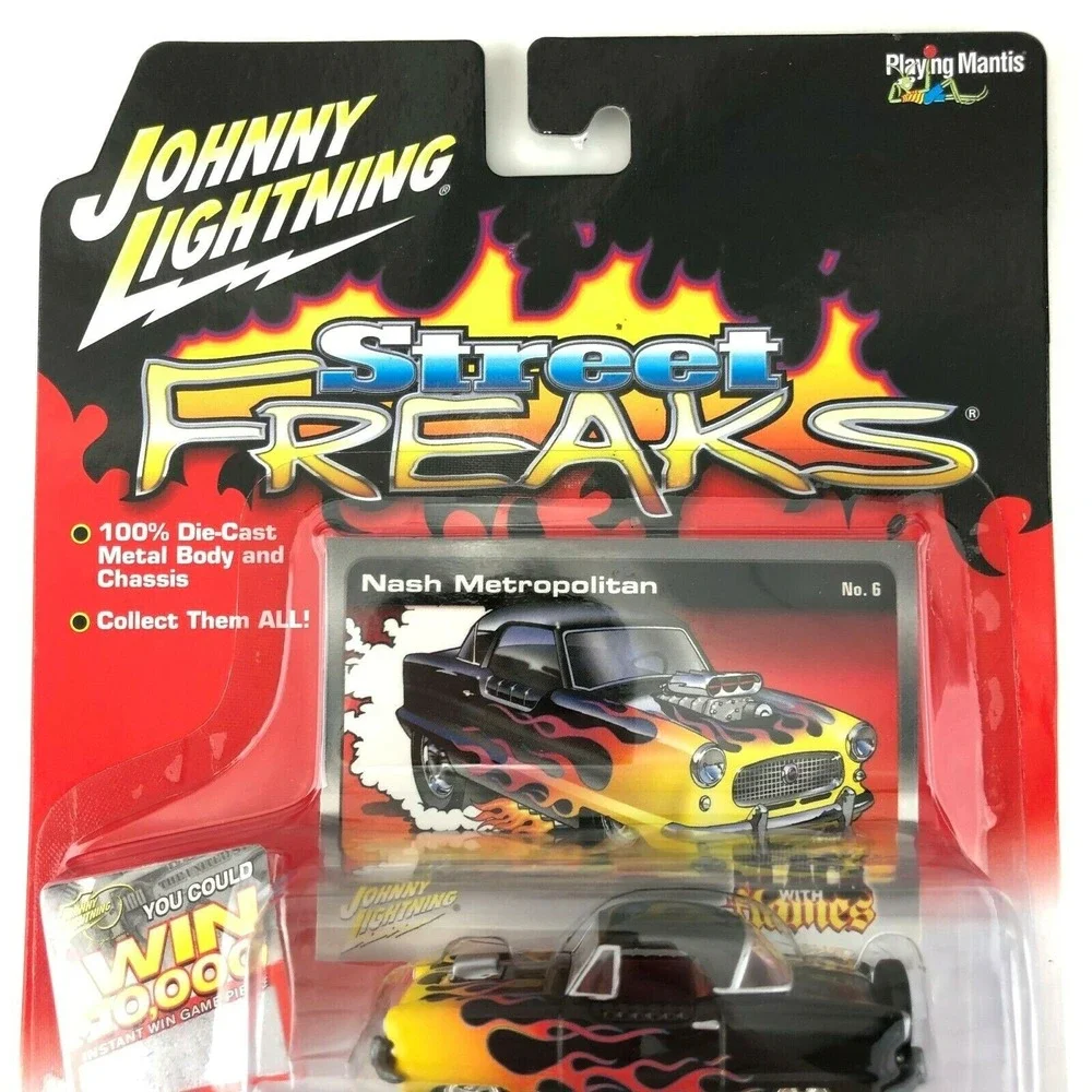 Johnny Lightning Street Freaks Black with Flames Nash Metropolitan Die Cast 1/64